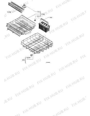 Взрыв-схема посудомоечной машины Zanussi ID6294S - Схема узла Baskets, tubes 061